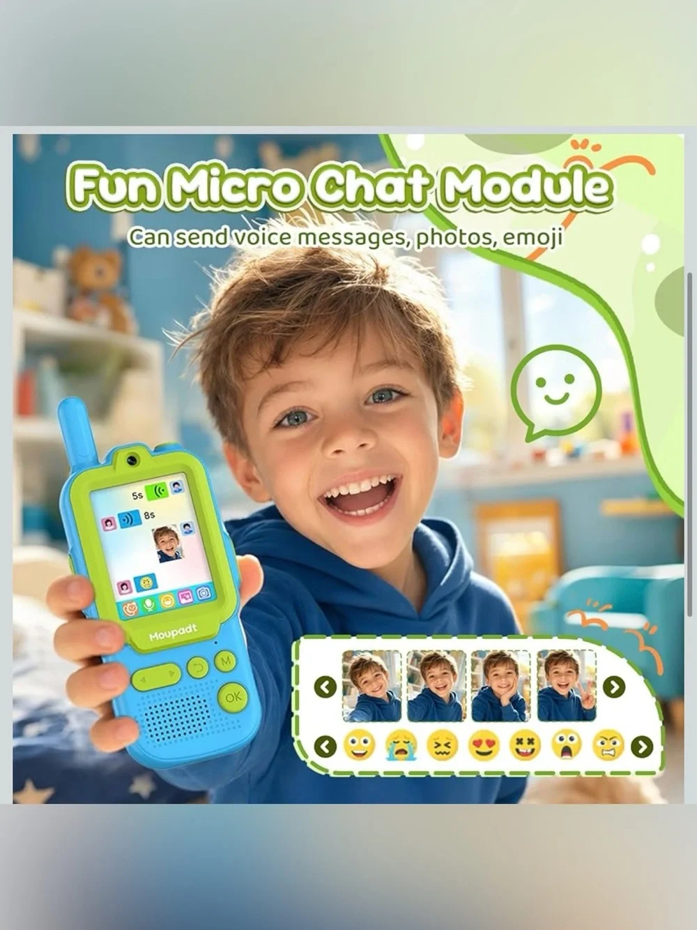 Kids Walkie Talkie 2.4” screen with 5 voice changers two way radio